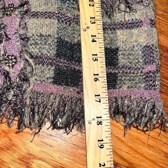 ZARA bubble sleeve tweed cropped jacket blazer purple tan fringe old money fall - Picture 9 of 11